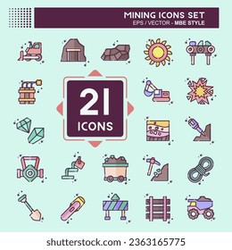 Icon Set Mining. related to Industry symbol. MBE style. simple design editable. simple illustration