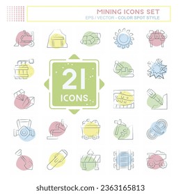Icon Set Mining. related to Industry symbol. Color Spot Style. simple design editable. simple illustration