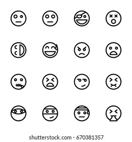 Modern Outline Style Emoji Icons Collection Stock Illustration ...