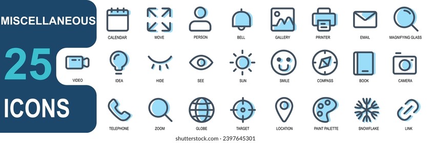 icon set miscellaneous. lineal color vector icon set