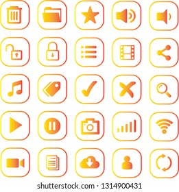 icon set for mobile apps golden plated full colour editable ready to print vector illustrated mobile app icons kit