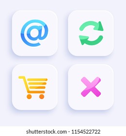 Icon Set for Mobile Interface on White Background : Vector Illustration