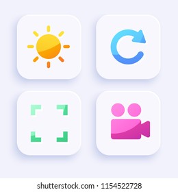 Icon Set for Mobile Interface on White Background : Vector Illustration