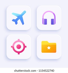 Icon Set for Mobile Interface on White Background : Vector Illustration