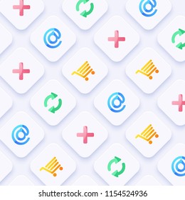 Icon Set for Mobile Interface on White Background : Vector Illustration