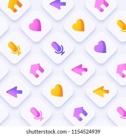 Icon Set for Mobile Interface on White Background : Vector Illustration