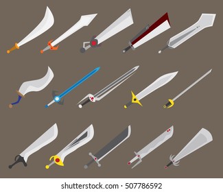Icon set of modern swords