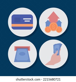 conjunto de iconos de concepto de dinero