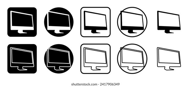 Symbolsatz des Monoblock-Symbols. Gefüllt, Umriss, Schwarz-Weiß-Symbole, flacher Stil.  Vektorgrafik auf weißem Hintergrund