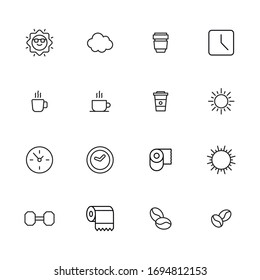 Icon set of morning. Editable vector pictograms isolated on a white background. Trendy outline symbols for mobile apps and website design. Premium pack of icons in trendy line style.