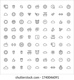 Icon set of morning. Editable vector pictograms isolated on a white background. Trendy outline symbols for mobile apps and website design. Premium pack of icons in trendy line style.