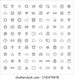 Icon set of morning. Editable vector pictograms isolated on a white background. Trendy outline symbols for mobile apps and website design. Premium pack of icons in trendy line style.