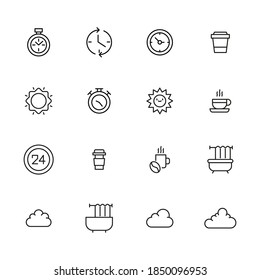 Icon set of morning. Editable vector pictograms isolated on a white background. Trendy outline symbols for mobile apps and website design. Premium pack of icons in trendy line style.