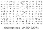 icon set motion effect element decoration line effect emotion hand drawn cartoon cute doodle line element stress pressure movement surprise shiny vector illustration anime expression
