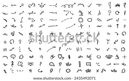 icon set motion effect element decoration line effect emotion hand drawn cartoon cute doodle line element stress pressure movement surprise shiny vector illustration anime expression