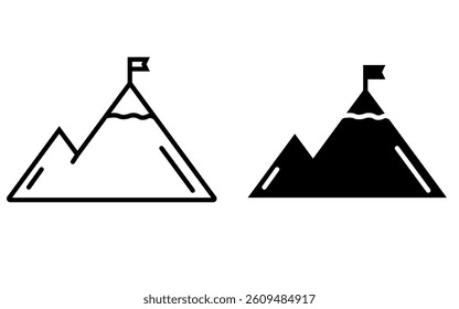 Icon set mountain with flag on peak vector editable
Vector mountains with flag mountain climbing