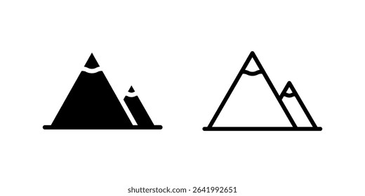 Icon set of mountain peaks, suitable for hiking, adventure, and nature themes