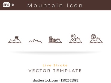Icon Set Mountain For Website, Infographic Element. Vector Illustration