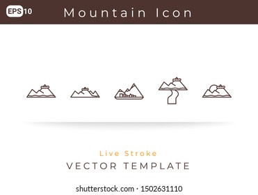 Icon Set Mountain For Website, Infographic Element. Vector Illustration