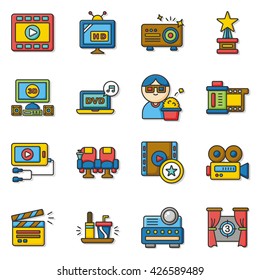 icon set movie vector
