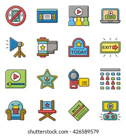 icon set movie vector
