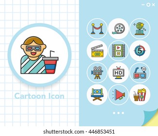 icon set movie vector