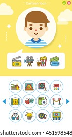 icon set movie vector