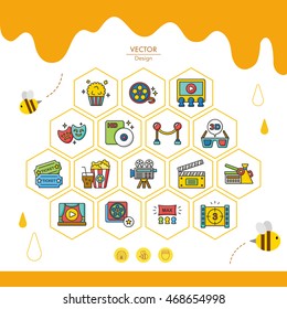 icon set movie vector