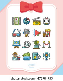 icon set movie vector