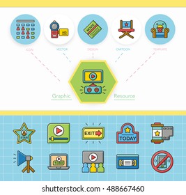 icon set movie vector