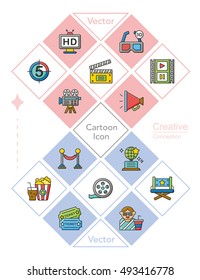 icon set movie vector