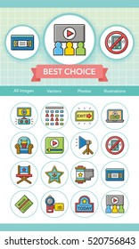 icon set movie vector