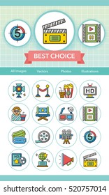 icon set movie vector