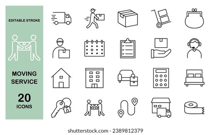 Icon set of moving service