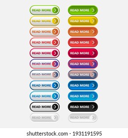 Icon set multi colored button in flat style. Easy editable vector isolated illustration.