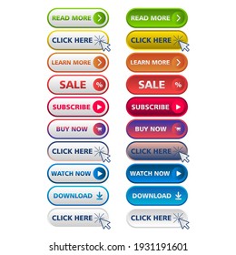 Icon set multi colored button in flat style. Easy editable vector isolated illustration.