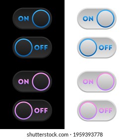 Icon set multi colored button in flat style. Easy editable vector isolated illustration.