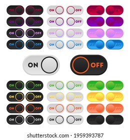 Icon set multi colored button in flat style. Easy editable vector isolated illustration.