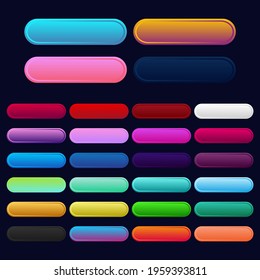 Icon set multi colored button in flat style. Easy editable vector isolated illustration.