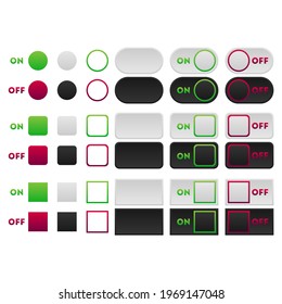 Icon set multi colored button in flat style. Easy editable vector isolated illustration.