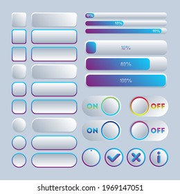 Icon set multi colored button in flat style. Easy editable vector isolated illustration.