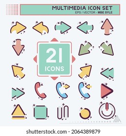 Icon Set Multimedia - MBE Syle - Simple illustration, Editable stroke, Design template vector, Good for prints, posters, advertisements, announcements, info graphics, etc.