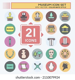 Icon Set Museum - Color Mate Style- Simple illustration, Good for Prints , Announcements, Etc