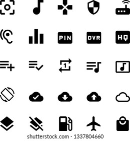 icon set music cloud plane bag music menu battery