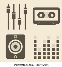 icon set of music and disco