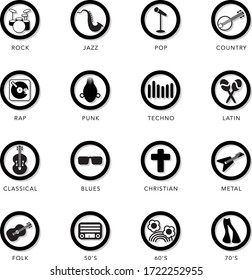 Icon Set For Music Genres