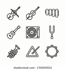 Icon Set Music Instrument for different seasons. Line with Editable stroke