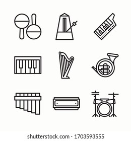 Icon Set Music Instrument for different seasons. Line with Editable stroke