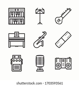 Icon Set Music Instrument for different seasons. Line with Editable stroke