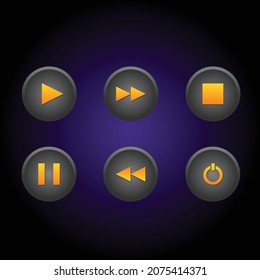 Icon set music player circle black cool and modern